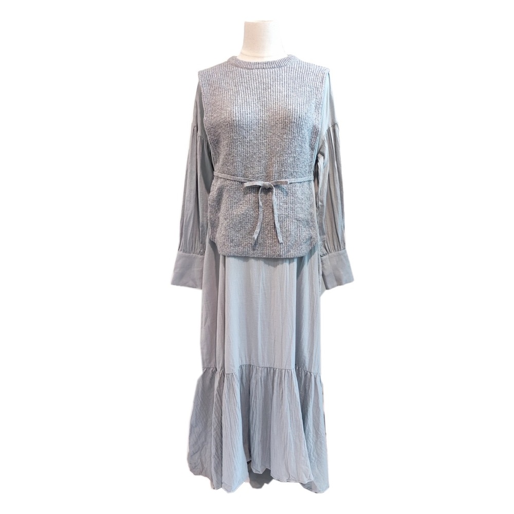 Maxi Dress with Knit Vest